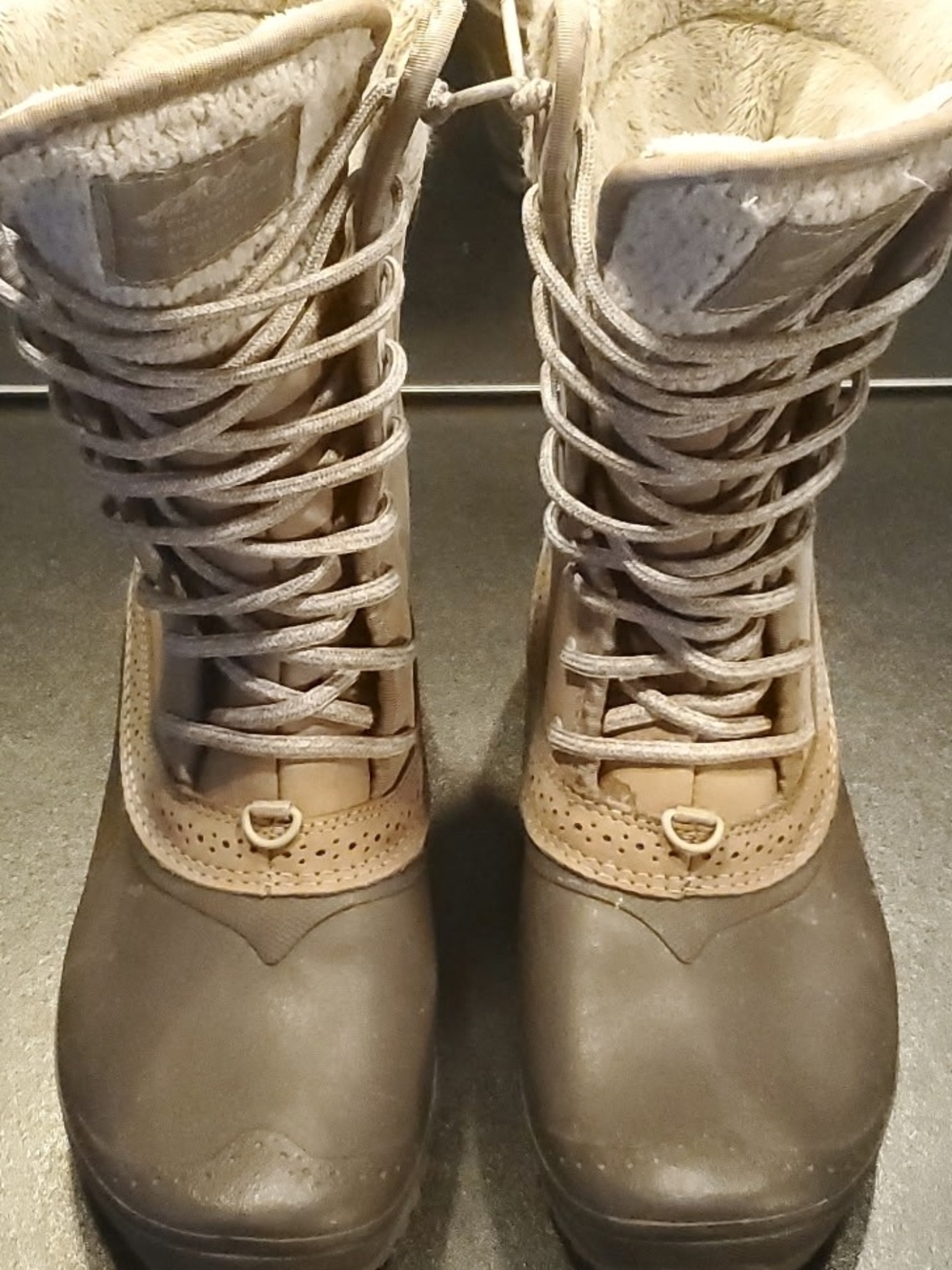 The North Face Women's Two-Tone Tan Brown Waterproof Lace-Up Winter Boots Size 8